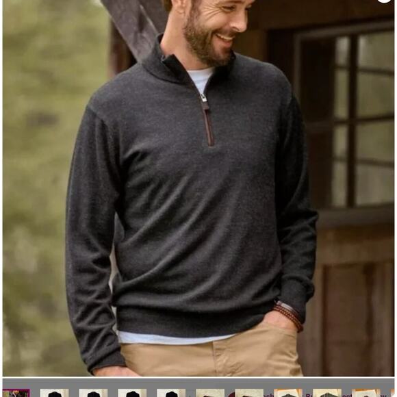 Orvis Gray Wool Quarter-Zip Sweater 2.0 XL